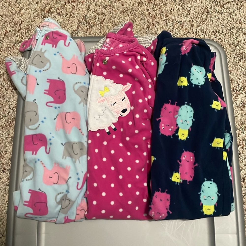 Bundle of 3 Carters fleece zipper sleep and play ajamas